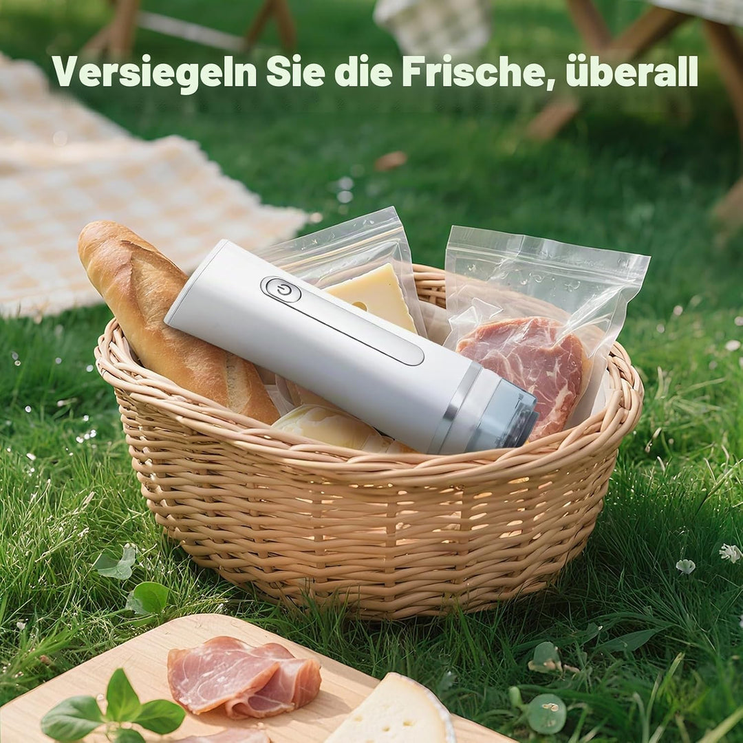 Vakuumierer Handgerät,Safer Kompakter Vakuumierer für Lebensmittel,Tragbares Gerät mit 30 Stück Wied