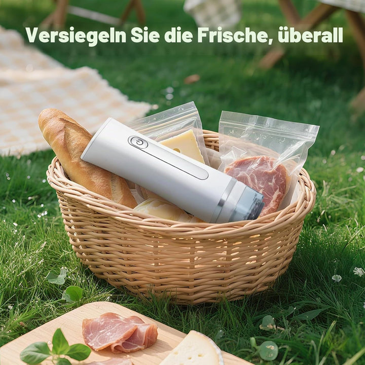 Vakuumierer Handgerät,Safer Kompakter Vakuumierer für Lebensmittel,Tragbares Gerät mit 30 Stück Wied