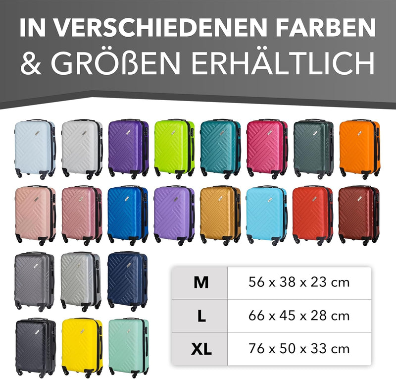 Xonic Koffer Hartschalenkoffer Trolley Kofferset Reisekoffer M-L-XL-Set HT Series (Türkis, L) Türkis