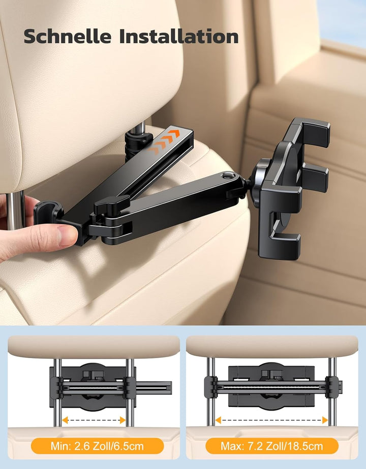 Tablet Halterung Auto, [Ausziehbarer Verlängerungsarm] 360° Drehung Tablethalterungen Auto, Tablet H