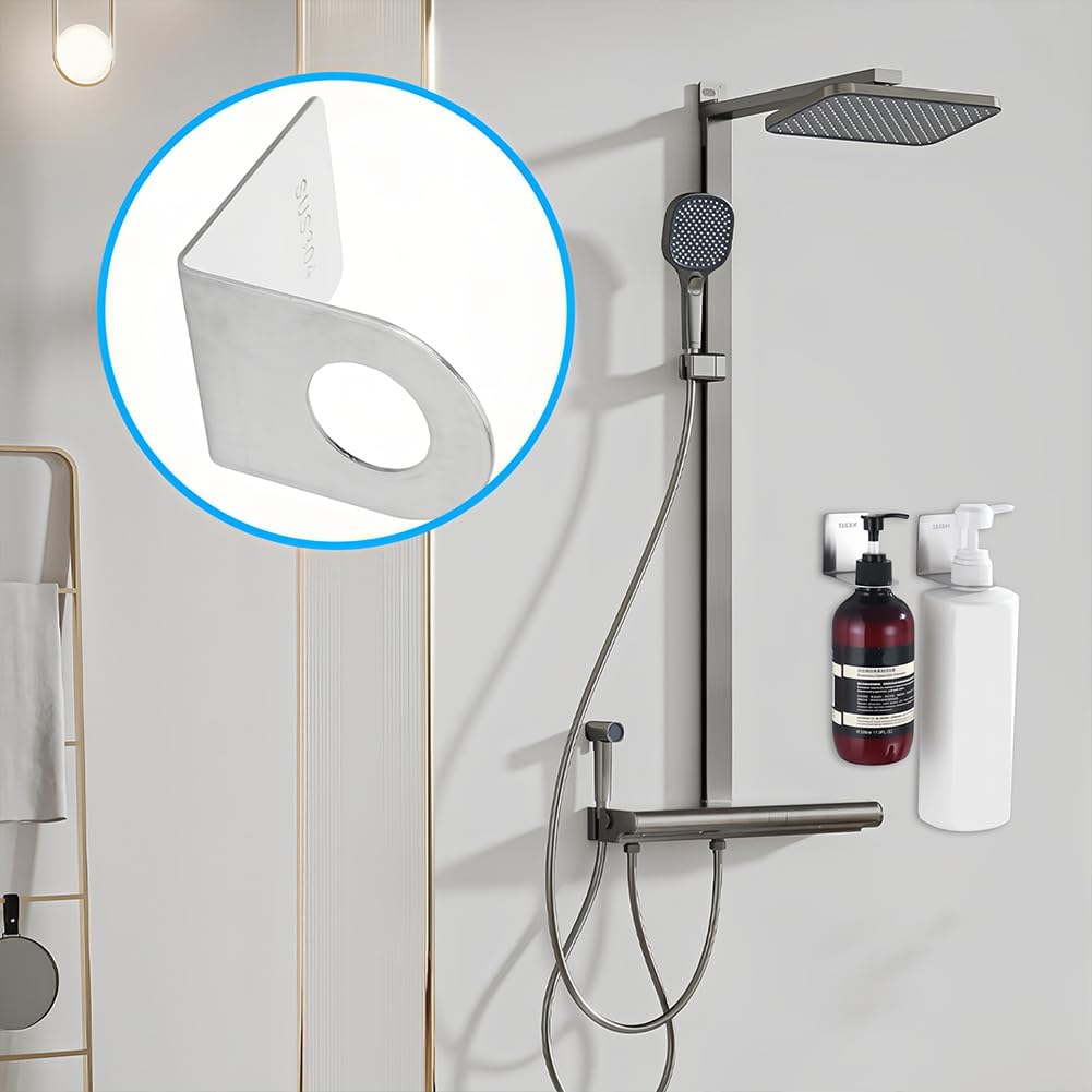 Joyzan Seifenspender Halter, Edelstahl Wand Händedesinfektionsmittelhalter Shampoo Haken Selbstklebe