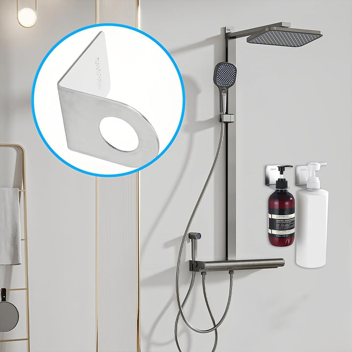 Joyzan Seifenspender Halter, Edelstahl Wand Händedesinfektionsmittelhalter Shampoo Haken Selbstklebe