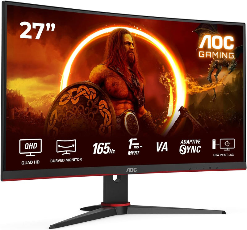 AOC Gaming CQ27G2SE - 27 Zoll QHD Curved Monitor, FreeSync Premium (2560x1440, 165 Hz, HDMI 1.4, Dis