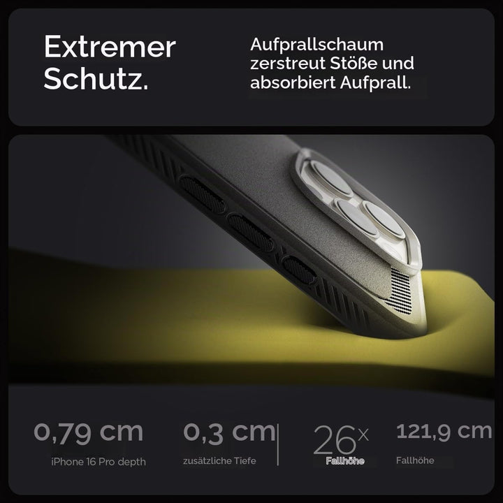 Spigen Rugged Armor MagFit Hülle für iPhone 16 Pro, Kompatibel mit MagSafe Zubehör -Grau