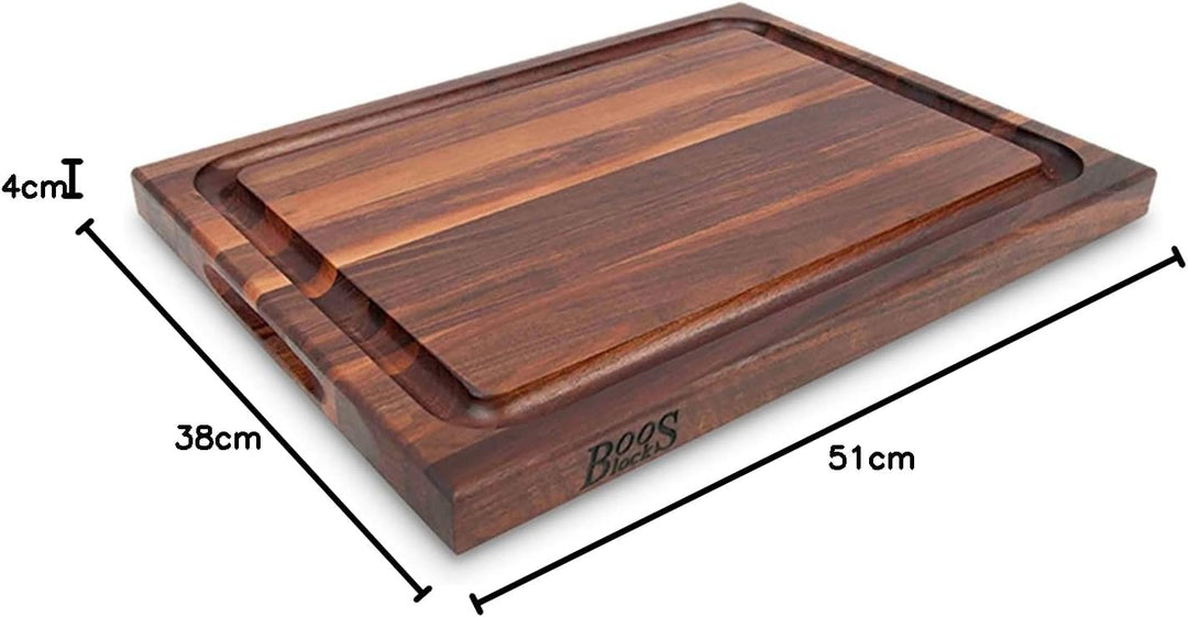 Boos Block BBQ Walnussholz Schneidebrett - Saftrille - Seitlichen Griffmulden – Profi-Schneidebrett