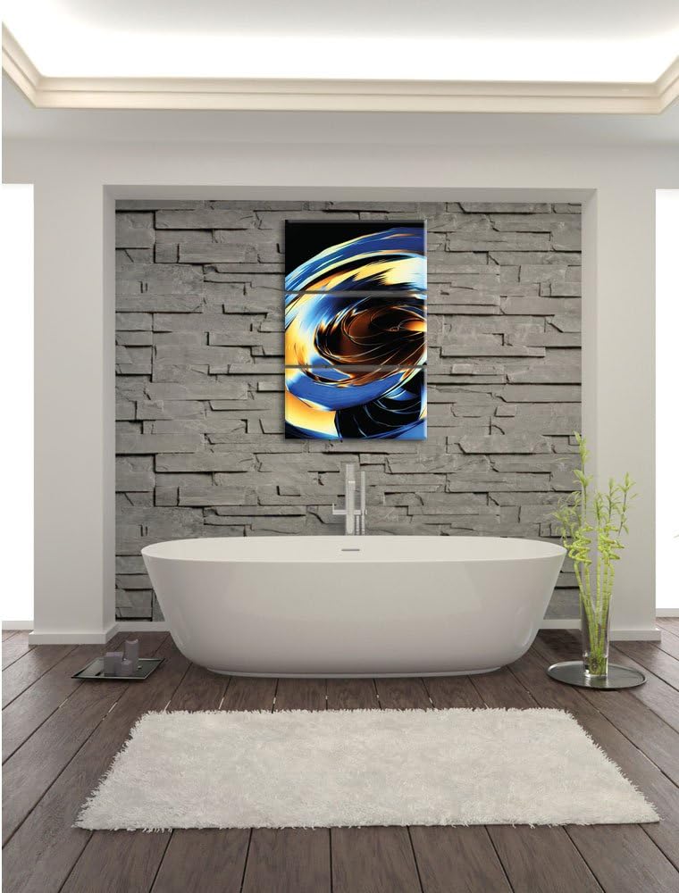 Pixxprint Blaue abstrakte Form schwarz/weiss als Leinwandbild/Grösse: 3 Teilig (120x80) cm/Wandbild/