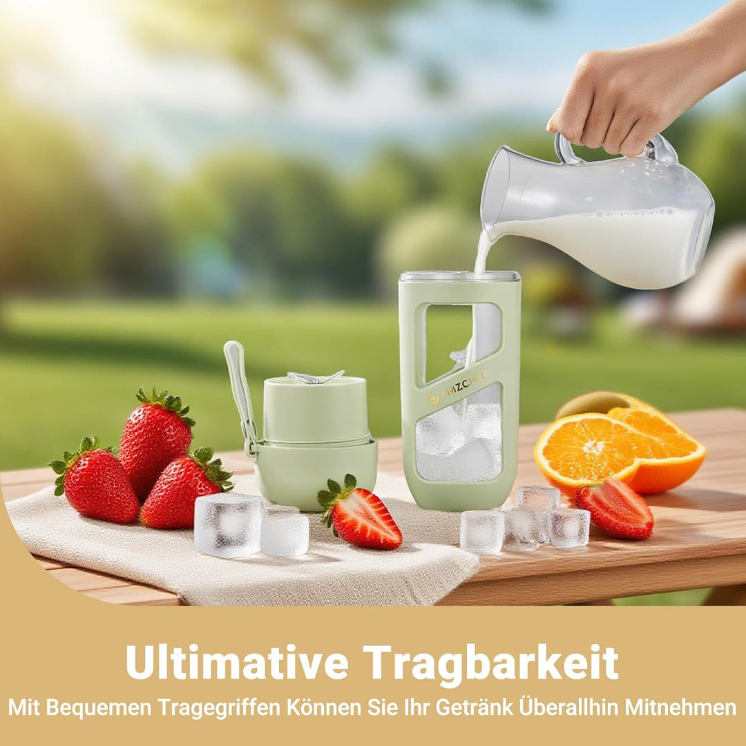 AMZCHEF Smoothie Maker To Go - Antioxidantien Vakuum Bottle Blender mit 10 Klingen für Fresh Juice,