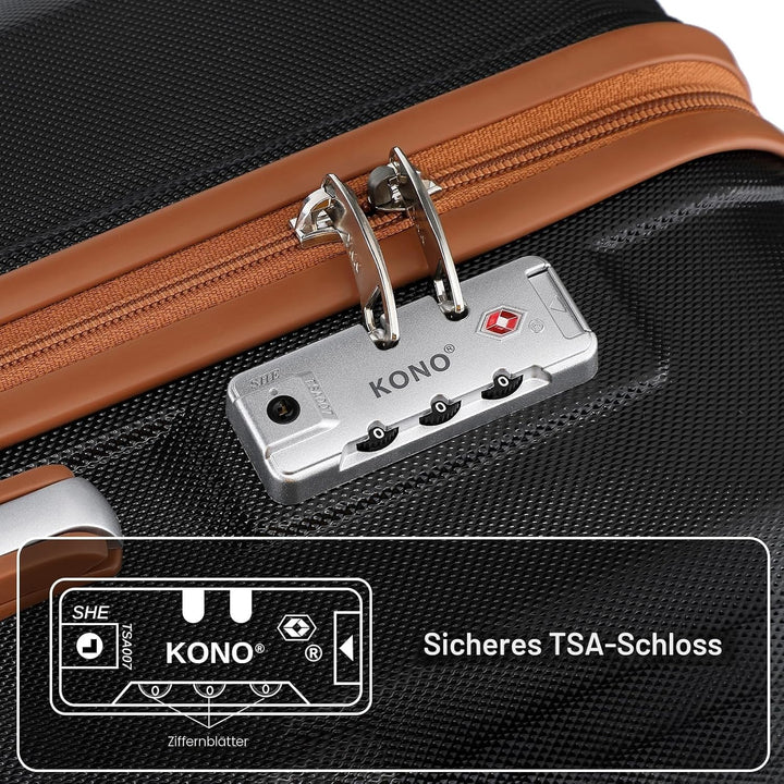 KONO Kofferset Reisekoffer Set Gepäcksets 6 Teilig, Koffer Set mit Beautycase Kosmetikkoffe mit Hand