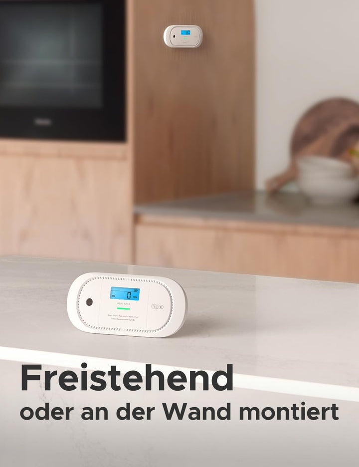X-Sense Kohlenmonoxid-Melder funktioniert mit der SBS50-Basisstation, verfügt über eine Digitale LCD