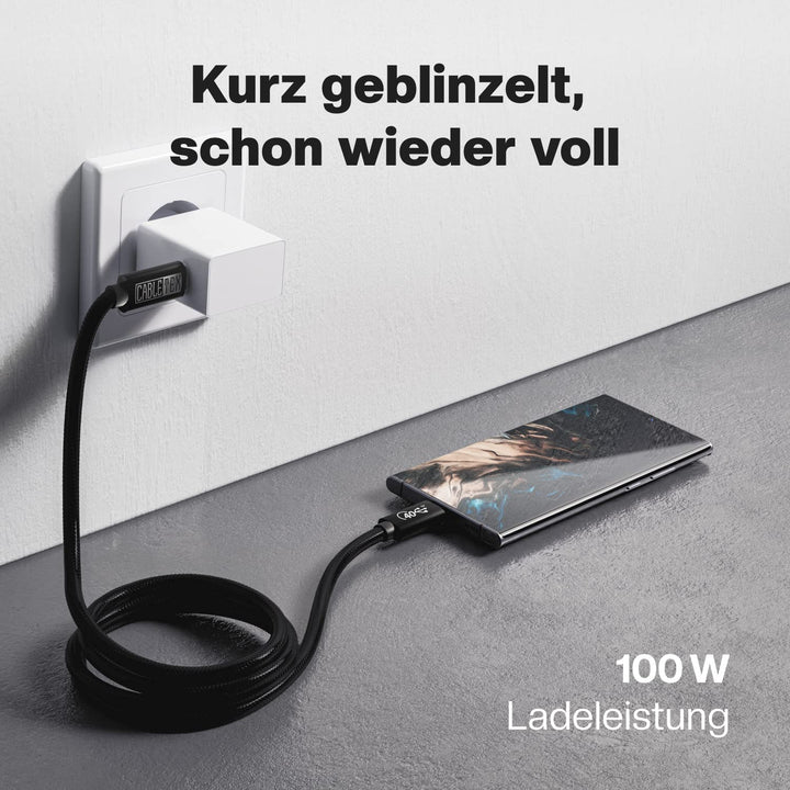CABLETEX 2m USB 4 Gen3x2 Monitorkabel für Thunderbolt 3, USB C | 40GBit/s | 8K Video | 100W | 5A | 2