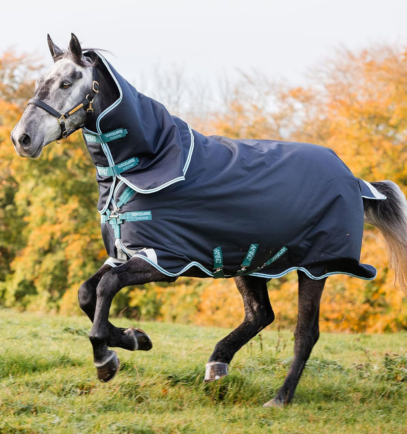 Horseware Amigo Bravo 12 Plus medium mit Halsteil Navy/Aqua Gr. wählbar (145), 145