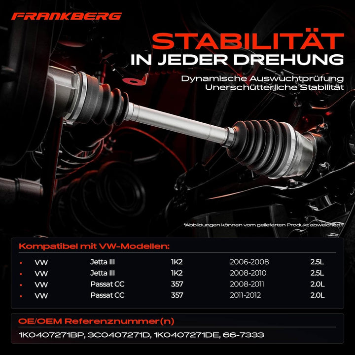 Antriebswelle Vorderachse Links für J-e-t-t-a III 1K2 J-e-t-t-a IV 162 163 AV2 AV3 P-a-s-s-a-t CC 35