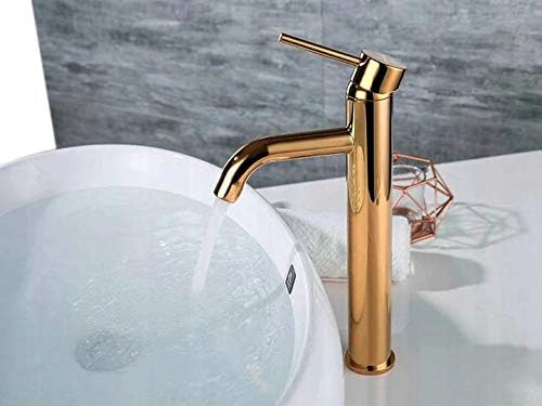 VBChome Waschbecken Armatur hoch Gold Bad Wasserhahn Waschtisch Badarmatur Waschbeckenamatur Waschti