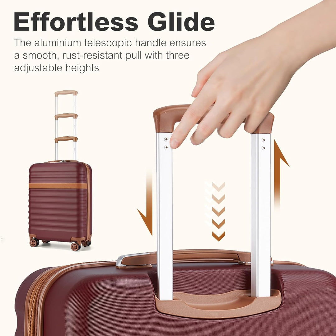 KONO Handgepäck Koffer Trolley Koffer Reisekoffer leicht aus ABS+PC mit 4 Rollen Hartschalenkoffer T