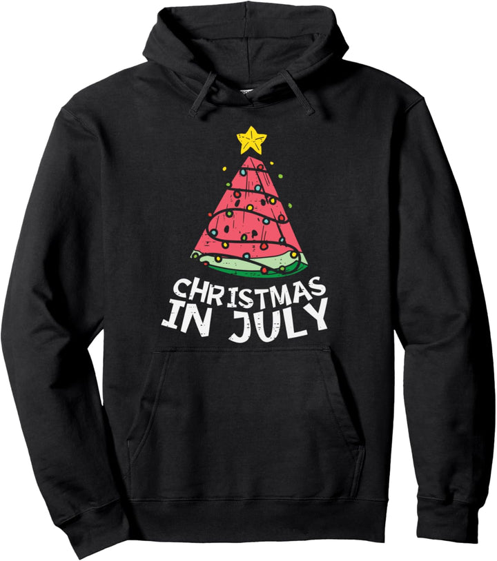 Christmas In July Watermelon Xmas Tree Summer Men Women Kids Pullover Hoodie