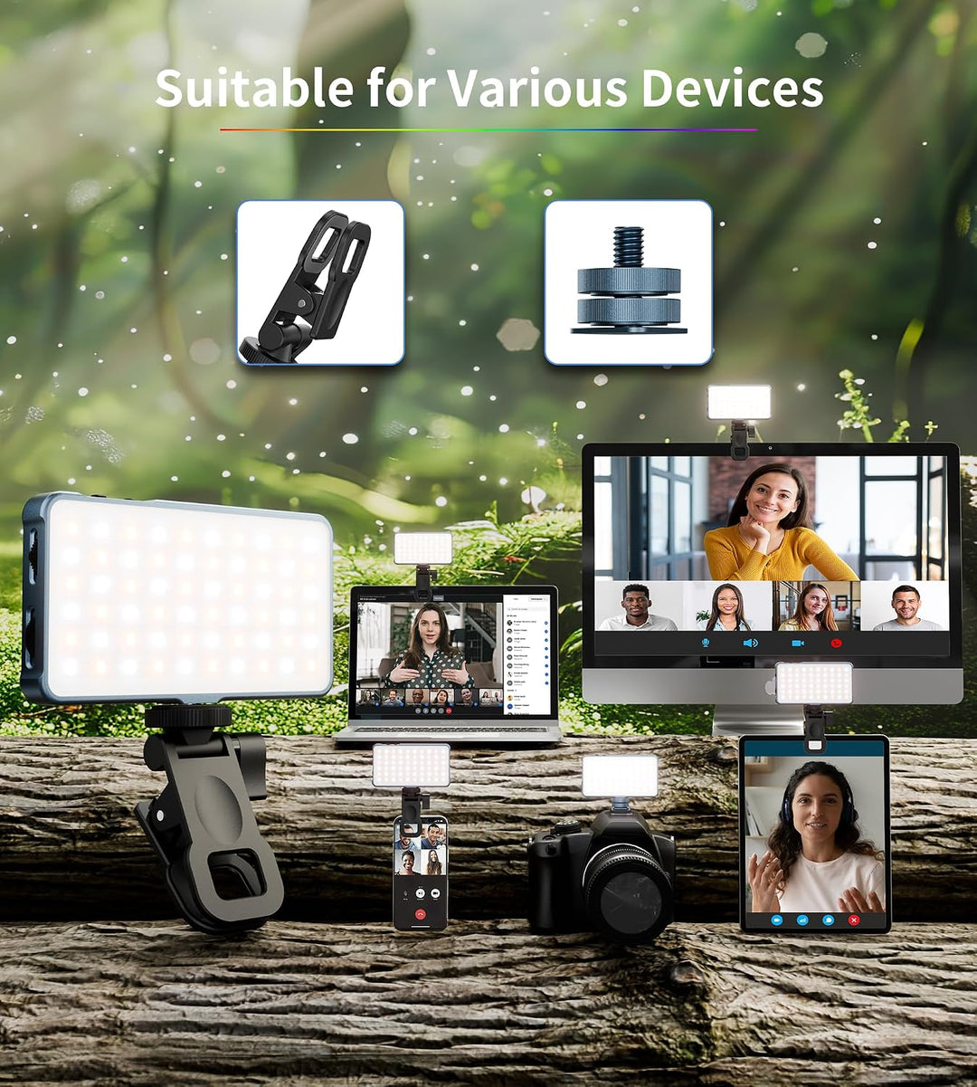 Selfie Licht mit RGB-Vollfarbe, CRI96+ 2500K-8000K Tragbare Kamera Licht LED Videoleuchte mit Hotsho