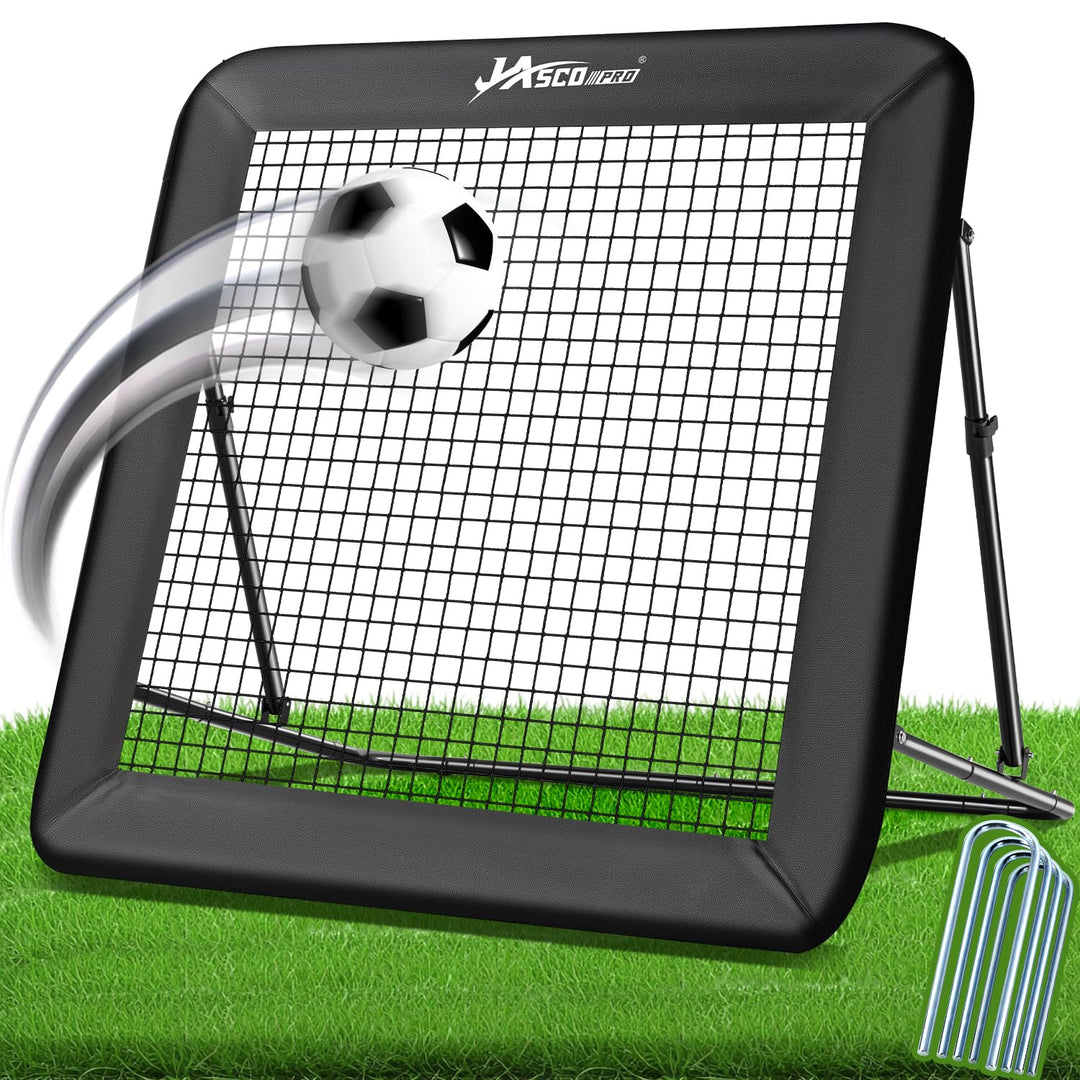 Rebounder für Fussball, 6-Fach verstellbares Rebounder-Netz mit Schutzrand &amp; Heringen, Soccer-Traini