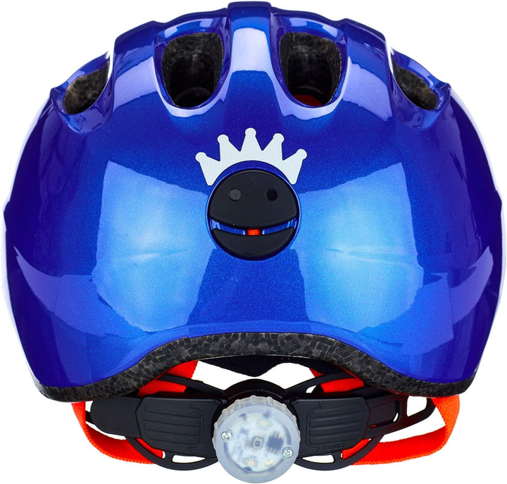 ABUS Kinderhelm Smiley 2.1 - Fahrradhelm mit Rücklicht - für Mädchen und Jungs S (45-50 cm) Blau (sp