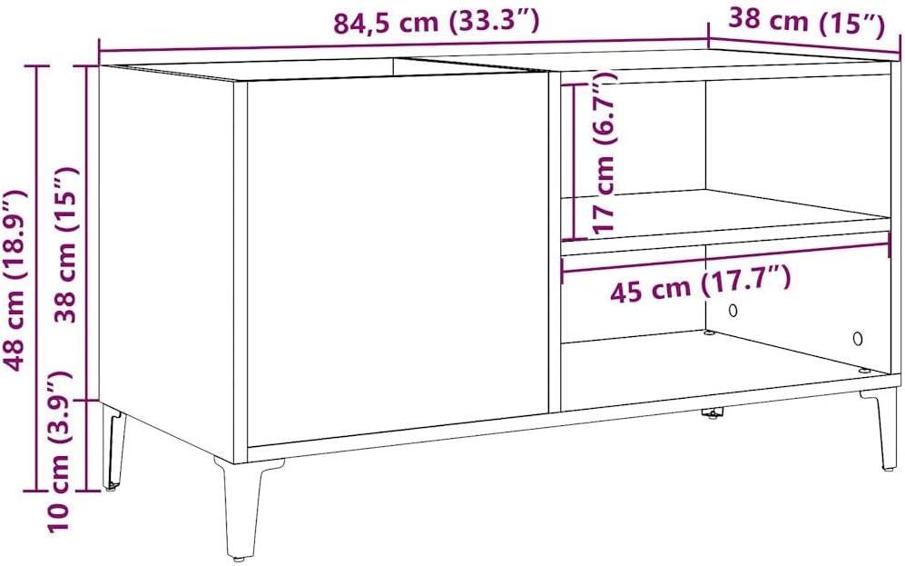 vidaXL Plattenschrank Artisan-Eiche 84,5x38x48 cm Holzwerkstoff