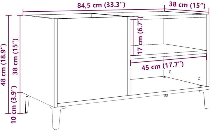 vidaXL Plattenschrank Artisan-Eiche 84,5x38x48 cm Holzwerkstoff