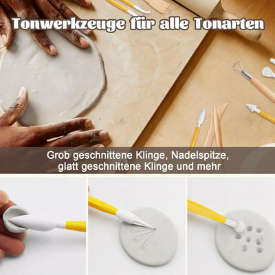 Anpro Home Air Dry Clay Pottery Kit für Anfänger, DIY Clay Play Kit für Erwachsene, mit Werkzeugen,