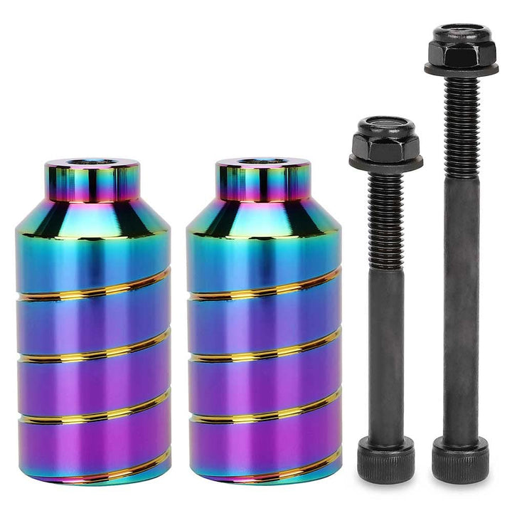 Scooter pegs - 2 stück Pro Stunt Scooter Pegs Rainbow Schward mit 12.9 Stufe Achse und Befestigungsm