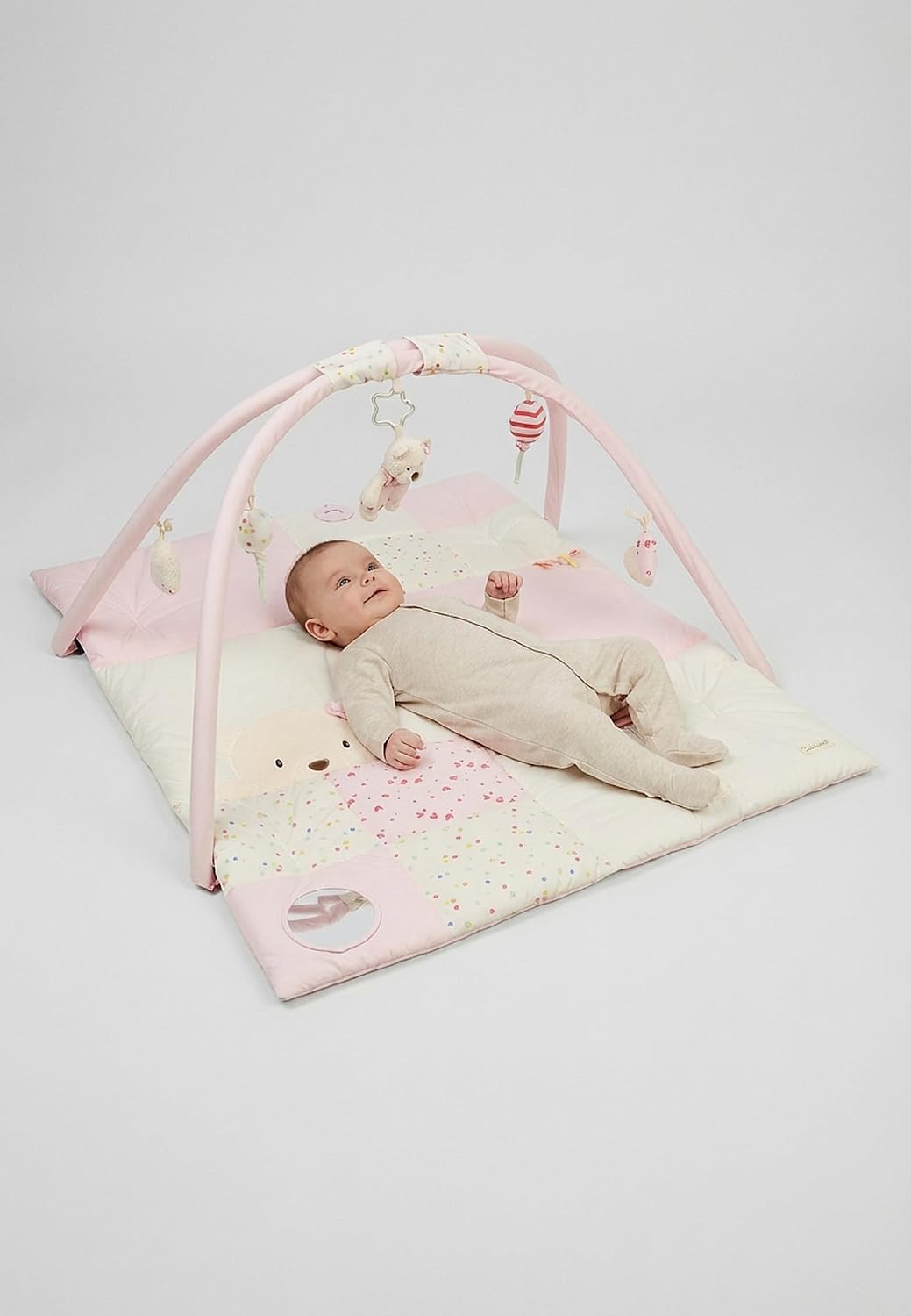 Sterntaler Spielbogen Bär Betty, Spielbogen mit Patchwork-Design, Stickmotive, Beissring, Spiegel, R