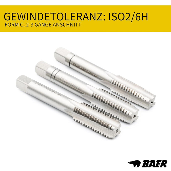 BAER Gewindeschneider Set HSS M3 - M12 - Gewindebohrer - Innengewinde + Aussengewinde - Gewindeschne