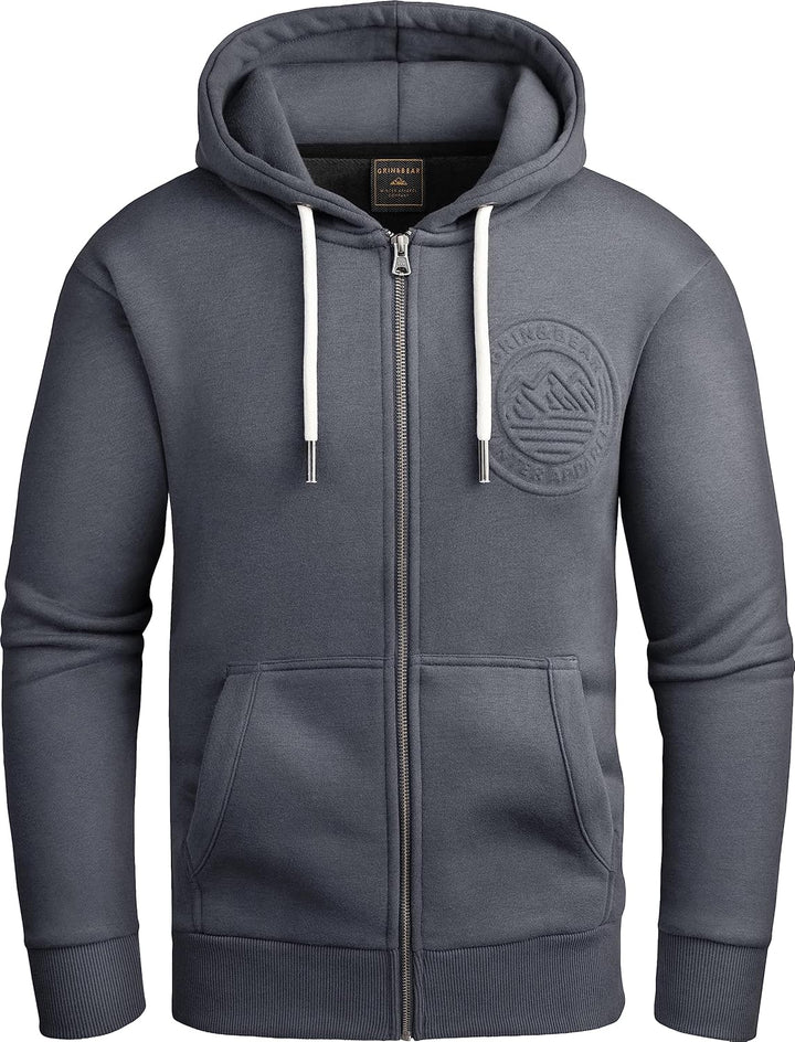 Grin&Bear Hoodie Herren Sweatshirt mit Reissverschluss GEC602 M Stahlgrau, M Stahlgrau