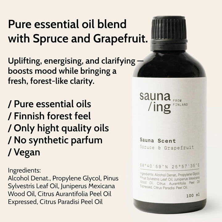 Saunaaufguss Fichte & Grapefruit 100 ml – BIO & Vegan Sauna Aufgussmittel – Natürlicher Sauna Duft m