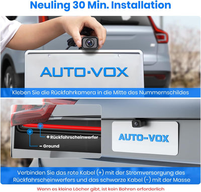 AUTO-VOX W7 Kabellos Digital Rückfahrkamera Set mit 5“(12.7cm) LCD-Monitor mit Antenne, eingebautem