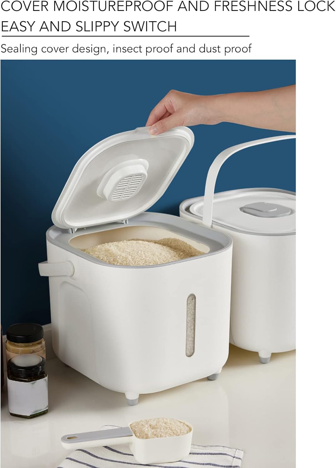 Küche Reisspender Bucket 10 kg Haushalt Versiegelter Getreidespender Vorratsbehälter für Trockenfutt