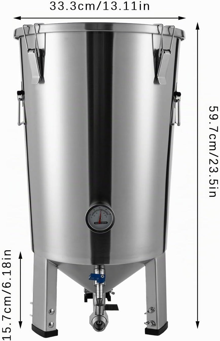MccoMMon 32 l Gärbehälter, konischer Edelstahl-Gärbehälter, Gärtank mit Kühler, 59.7 * 33.3CM, für d