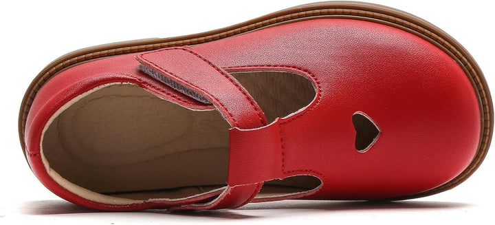 DADAWEN Mädchen Mary Jane Halbschuhe Taufschuhe Geschlossene Ballerinas, Rot