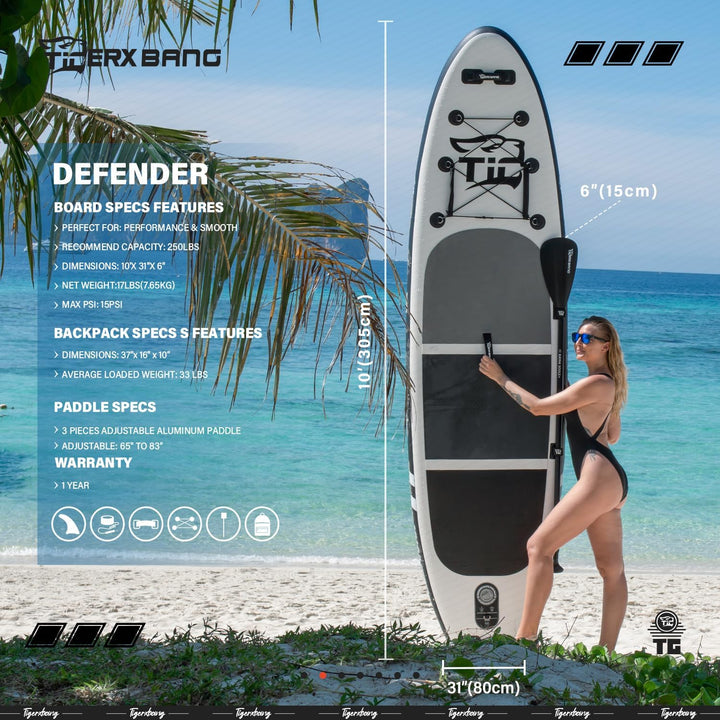 TIGERXBANG SUP Boards Stand Up Paddling Board, aufblasbare Paddle-Boards Defender-Pro-Kollektion Sch