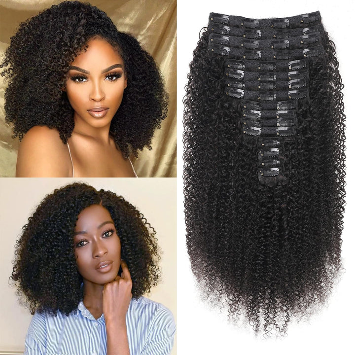 Kinky Curly Clip in Extensions Echthaar.16 Teile 240 g.Invisible Echthaar Perücke Extensions Clip in