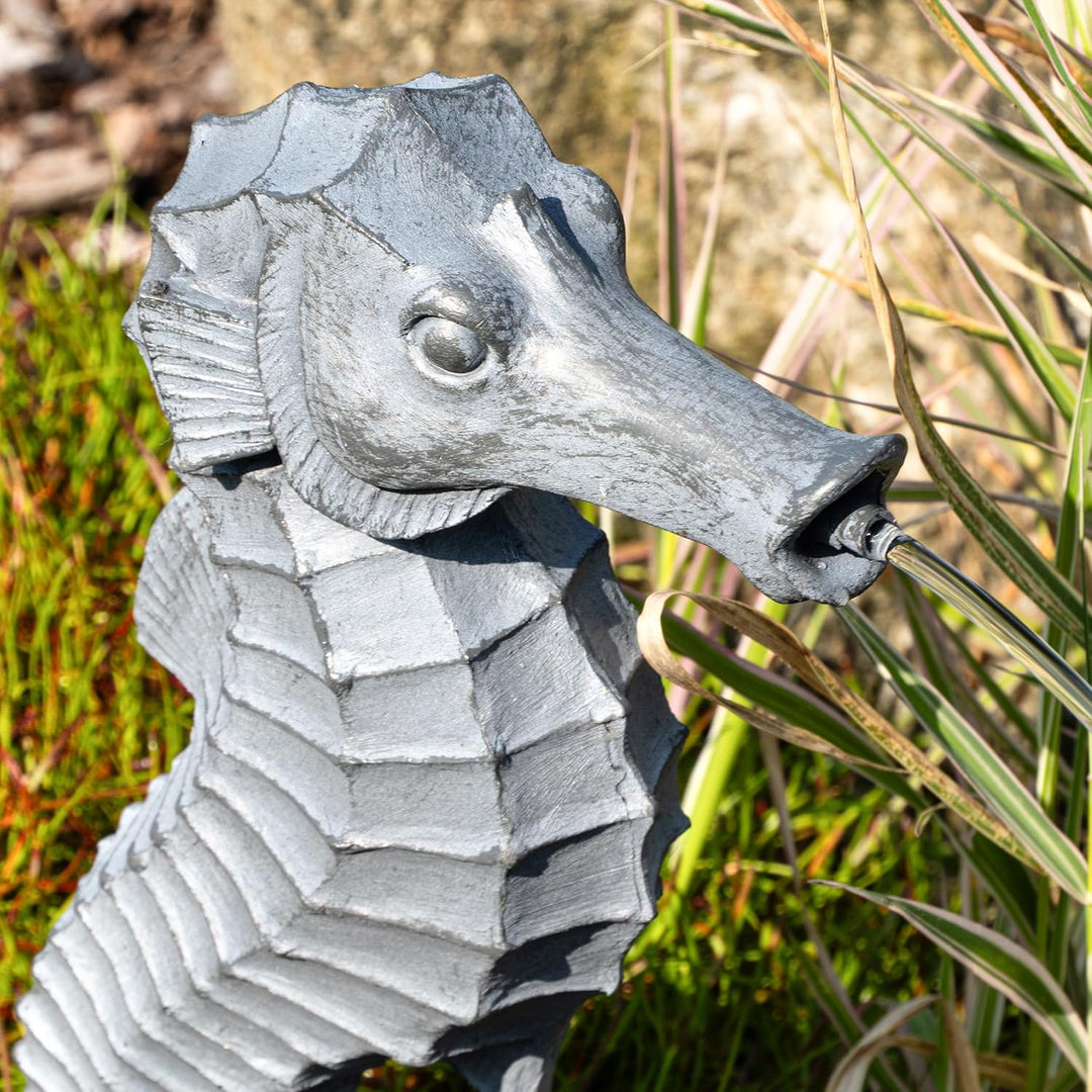 Esotec Solar Wasserspeierset Seepferdchen Ida, Alt-Kupfer-Optik, inklusive Solar-Pumpensystem, Solar