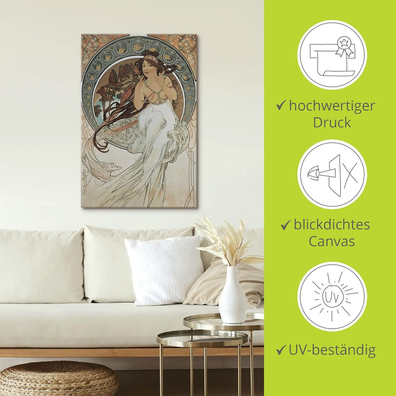 ARTland Leinwandbild Wandbild Bild auf Leinwand 40x60 cm Wanddeko Frau Kleid Ornamente Vier Künste D