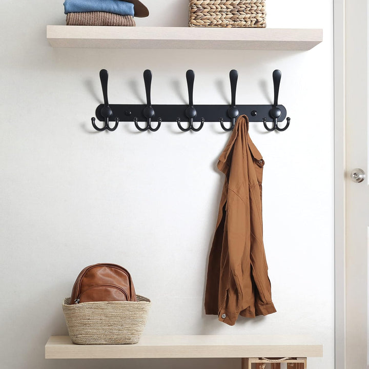 Dseap Garderobenleiste - Schwerlast Garderobenhaken Mit 5 Dreifachhaken, Edelstahl Wandgarderobe, Kl
