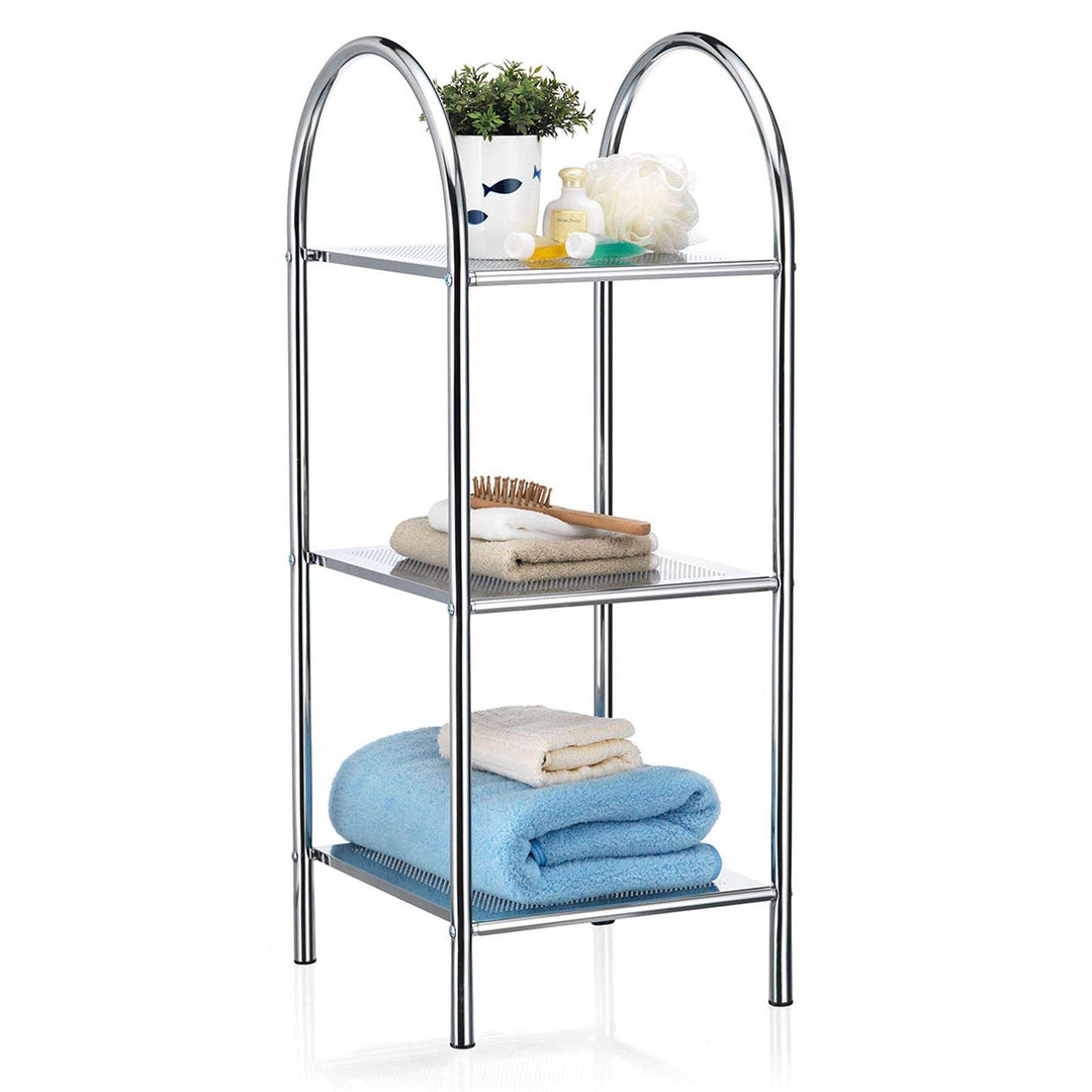 CARO-Möbel Badregal Standregal Haushaltsregal Handtuchregal Playa aus verchromtem Metall mit 3 Ablag