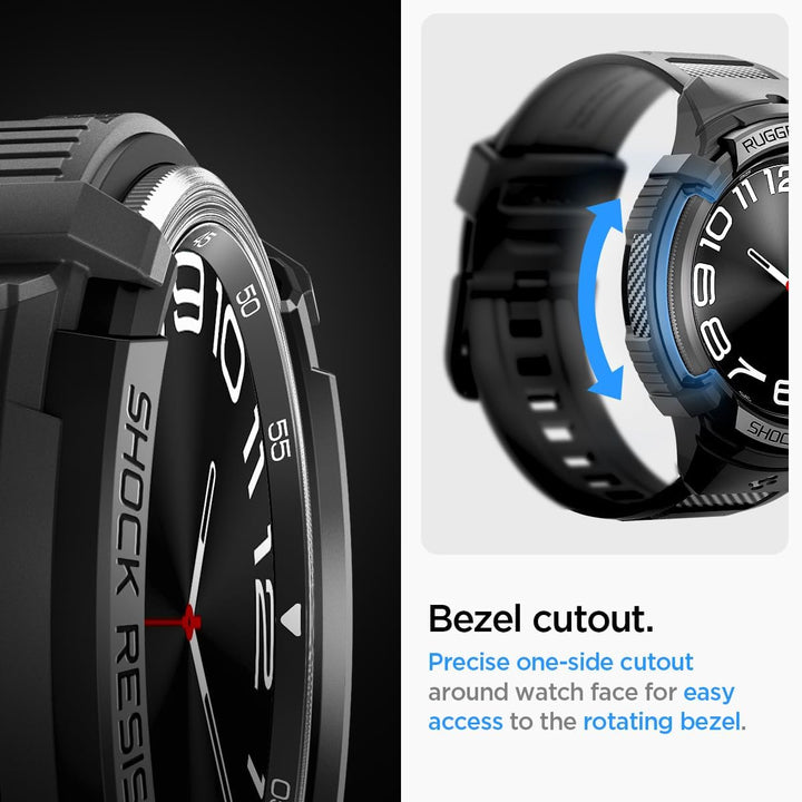 Spigen Rugged Armor Pro Hülle mit Armband Kompatibel mit Samsung Galaxy Watch 6 Classic 47mm 2023 -