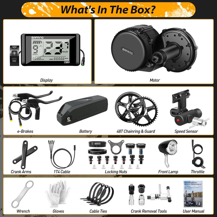 BAFANG Mittelmotor 250W/350W/500W/750W/1000W mit 13/15/20/22,4 Ah Akku, eBike Umrüstsatz with eBike