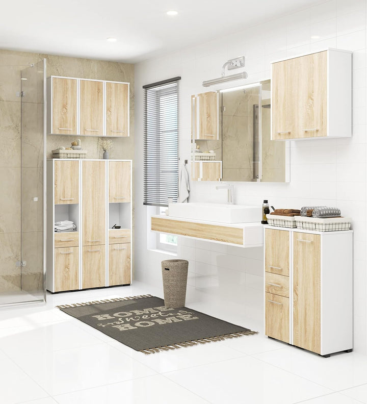 AKORD Stehender Badezimmerschrank schränke | Badezimmer kommode | FIN S30 eintürig | B30 x H82 x T30