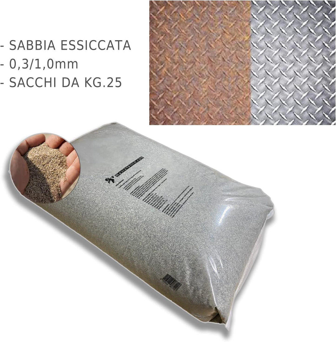 Sand für Sandstrahler, Sandstrahler, Vaga, 0,3 – 1,00 mm, 25 kg Säcke zum Sandstrahlen von Holz, Eis