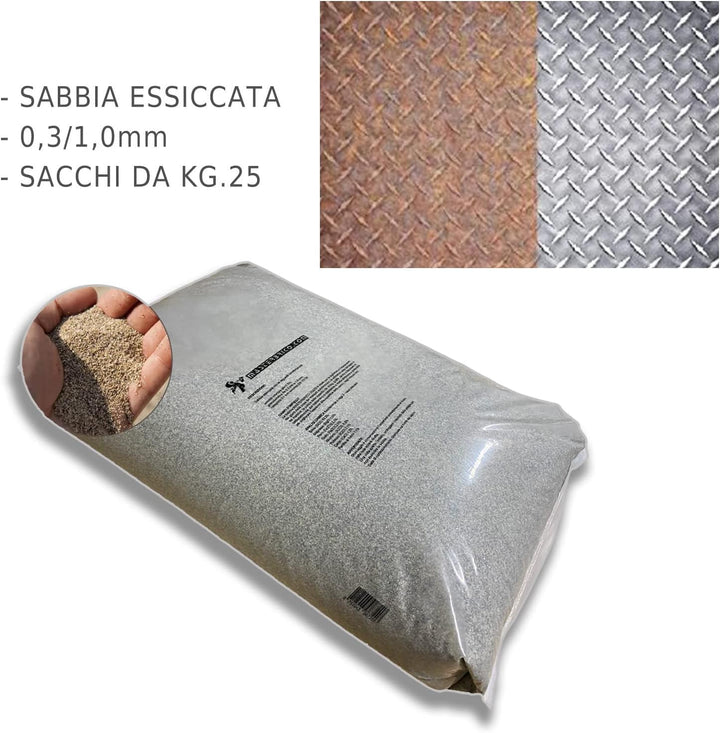 Sand für Sandstrahler, Sandstrahler, Vaga, 0,3 – 1,00 mm, 25 kg Säcke zum Sandstrahlen von Holz, Eis