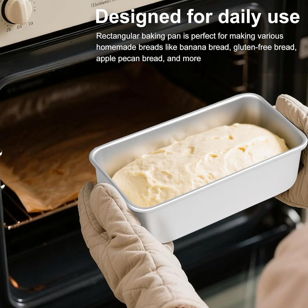 Rechteckig Brotbackform 2er-Set, Eloxiertes Aluminium Kastenform Brotform für Brot/Kuchen/Toast, Sil