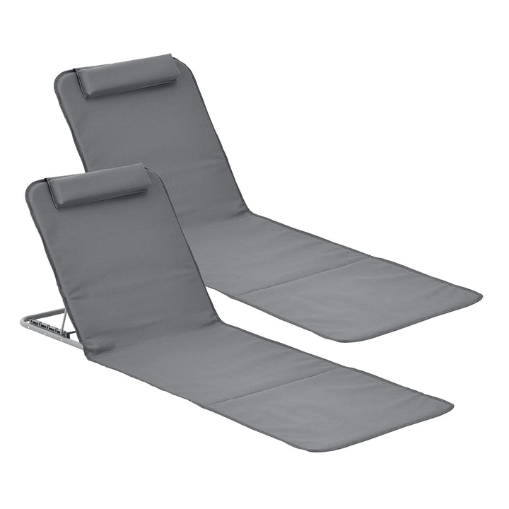 [en.casa] Strandmatte Donostia 2er Set Sonnenmatte klappbar Dunkelgrau Strandliege mit Verstellbarer