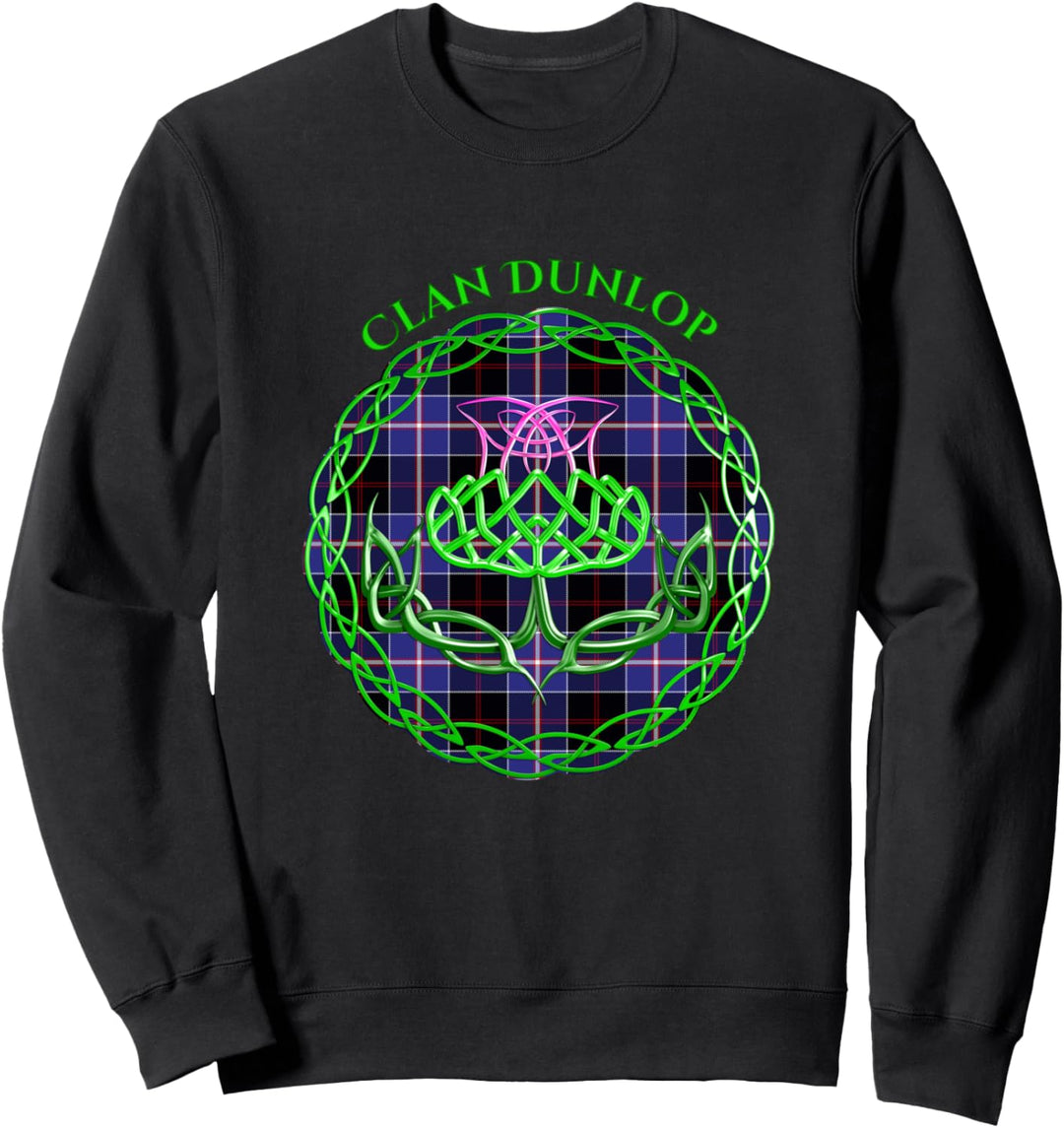 Clan Dunlop Keltische Distel mit Schottenkaro Sweatshirt