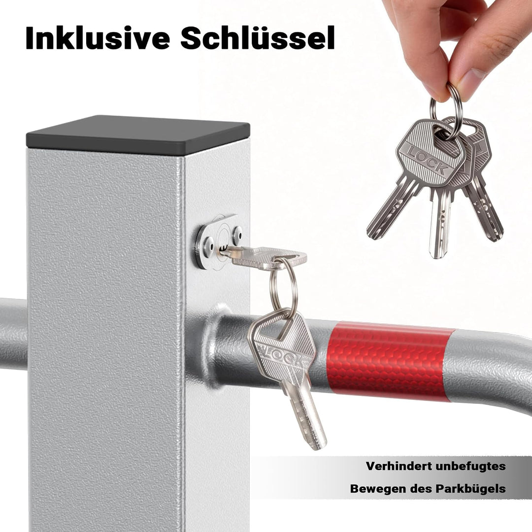 XPOtool Parkplatzsperre klappbar Parkplatzbügel inkl. 3 Schlüssel Sperrbügel aus Stahl Parkpfosten