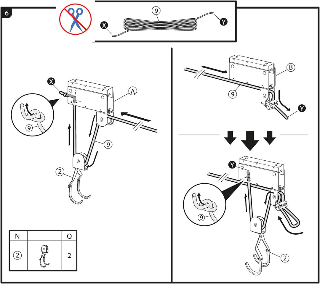 P4B | Fahrradlift mit Flaschenzug - ECO mit 57 Kg Hebelast zur Deckenmontage | Inkl. 2X Haltegurte m